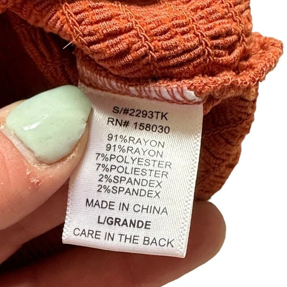 Love Tree Off The Shoulder stretch Burnt Orange Crop top size Large